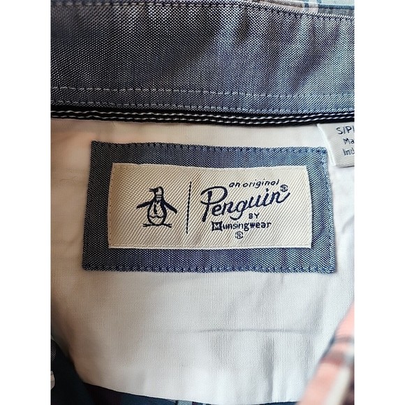 Original Penguin Jaspe Plaid Button Down Shirt Mens S Long Sleeve Stretch NEW - Picture 2 of 8